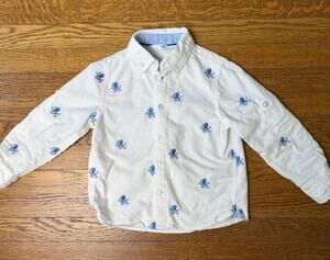 M&S Boys' Octopus Embroidered Shirt 3-4